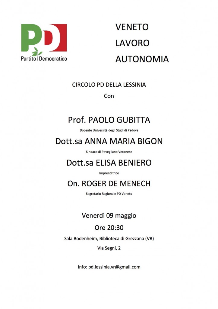 VENETO LAVORO AUTONOMIA GREZZANA 9 MAGGIO 2014