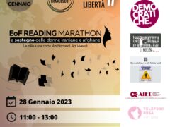 Le Mille e una Notte: Maratona di lettura per le donne afgane e iraniane Sabato 28 gennaio dalle 11 alle 13 scalinata di Palazzo Barbieri Le Mille e una Notte: Maratona di lettura per le donne afgane e iraniane Sabato 28 gennaio dalle 11 alle 13 scalinata di Palazzo Barbieri