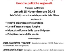 Circolo Pd Valeggio sul Mincio, assemblea pubblica “SANITA’ VENETA”