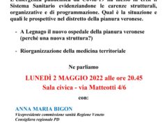 Circolo PD Claudio Marconi, Legnago, incontro pubblico lunedì 2 maggio 2022