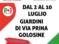 FESTA DEMOCRATICA DAL 2 AL 10 LUGLIO AI GIARDINI DI VIA PRINA, GOLOSINE VR